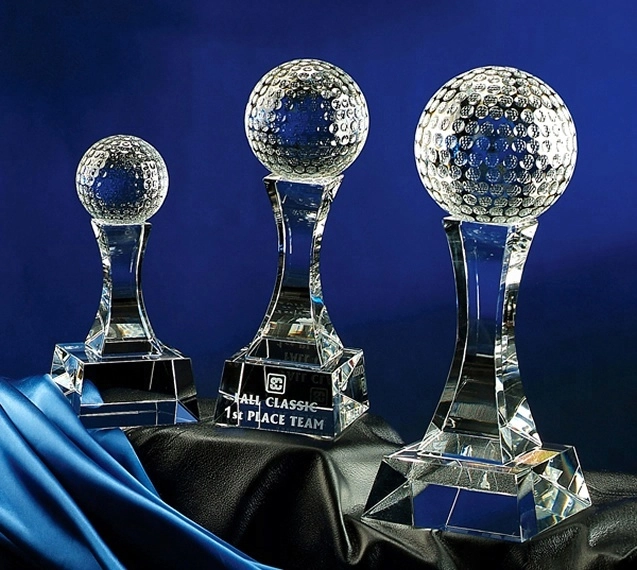 Noble High Quality New Design Hot Selling Glass Sports Award Crystal Golf Trophy 1