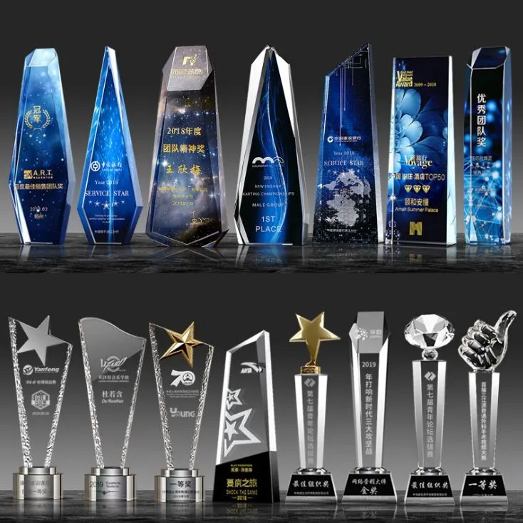 NOBLE Awards Classic Crystal Trophy Stock Trophy with Customized Engraving 1