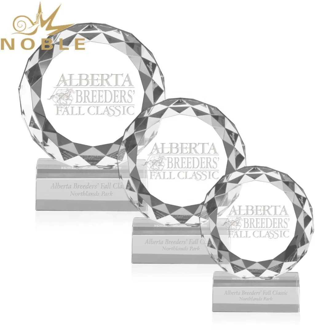 Noble high quality custom diamond facets optical crystal plaque trophy 1