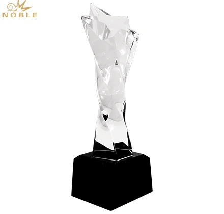 Custom Engraving Crystal Twisted Star Award 1