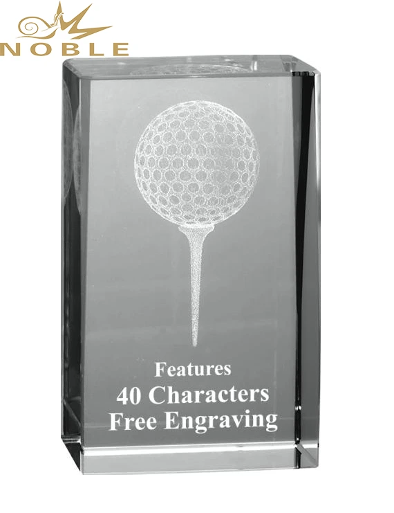 3D Laser Engraving Crystal Cube Award Custom Crystal Golf Trophy 1