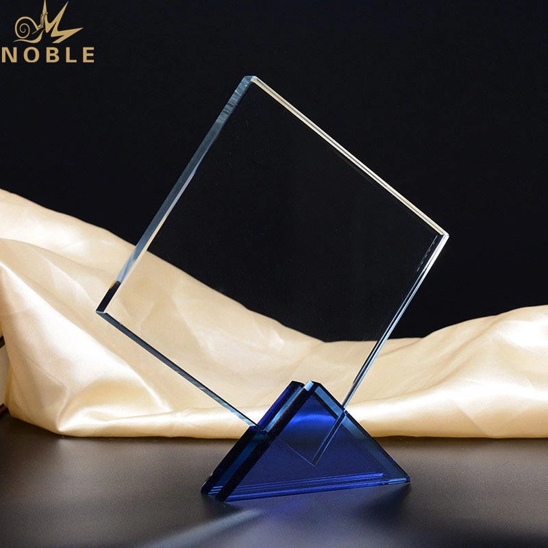 Free Engraving Custom Crystal Plaque Award with Blue Base 1