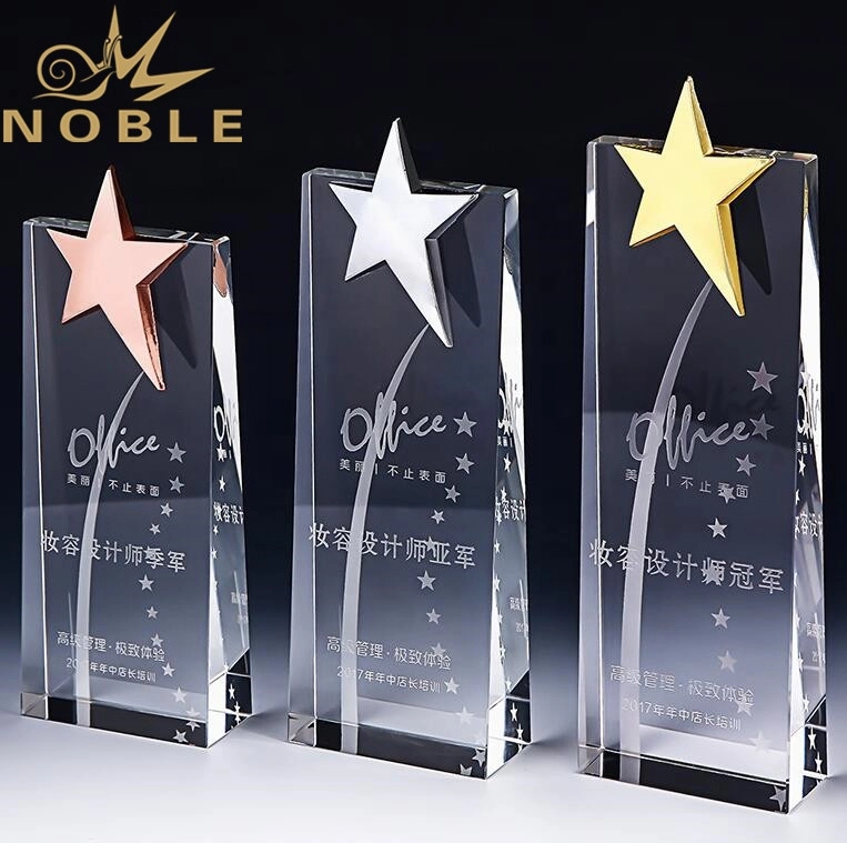 Noble New Design Star Trophy Crystal Wedge Award 1