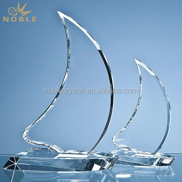 Nautical Theme Custom Crystal Sailing Boat Trophy 1