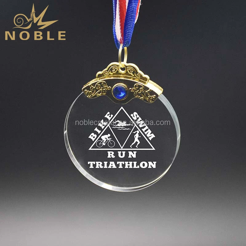 Cheap Custom Biking Swimming Running Sports Crystal Medal 1
