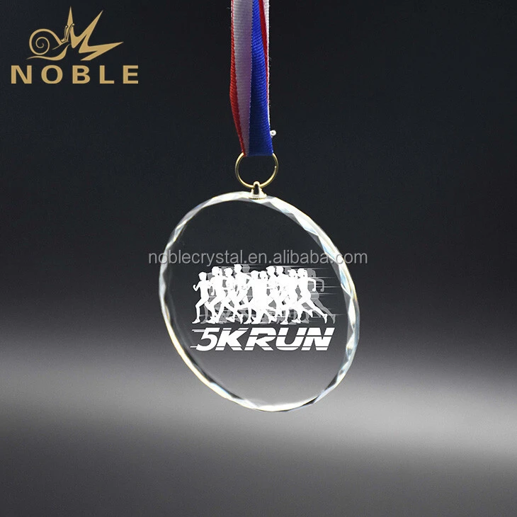 New Design Custom Logo Round Sports Trophy Crystal Marathon Medal 1