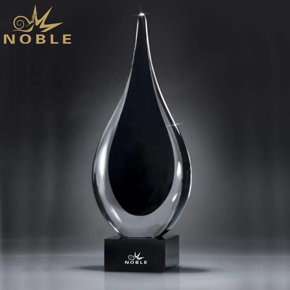 Elegant Black Color Art Waterdrop Hand Blown Art Glass Trophy 1