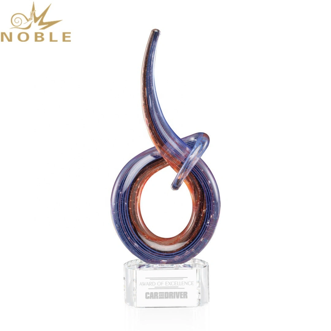 Noble Custom new design hand blown Art glass award with free engraving 1
