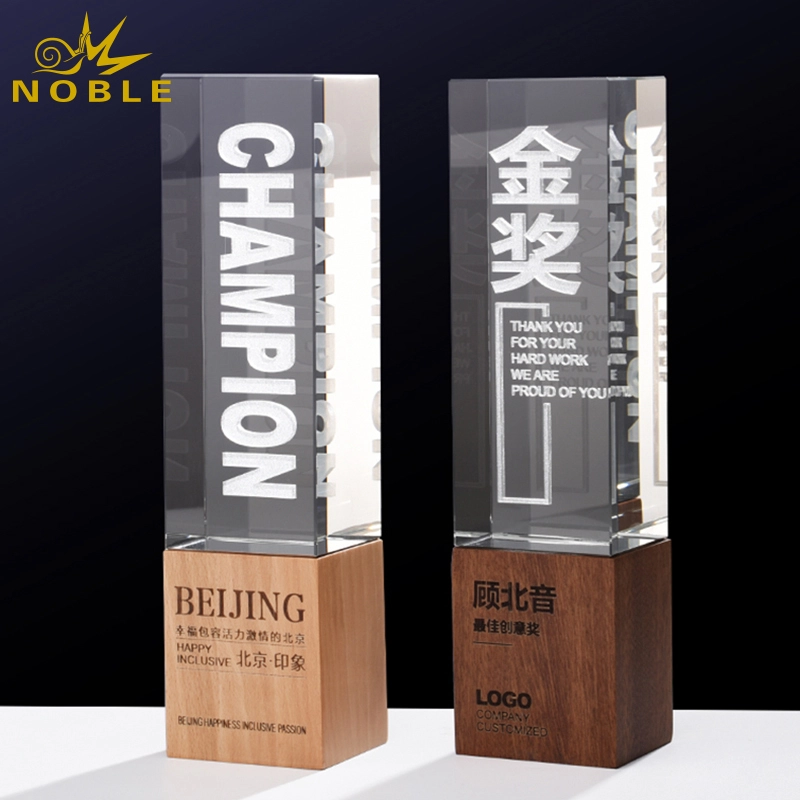 Wooden Trophy Award Wood Base Craft High Quality Custom Crystal Plaque 1