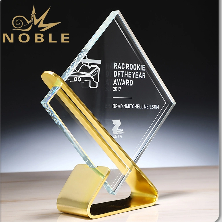 Noble New Design Free Mold Metal Base Custom Glass Trophy 1