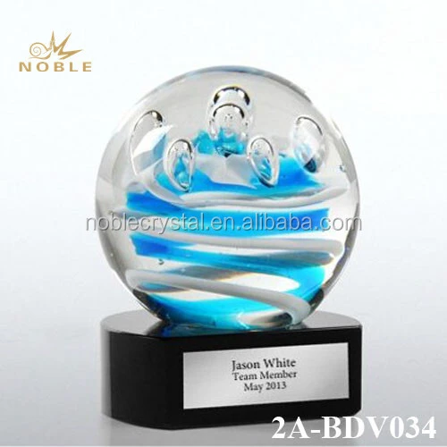 New Design free engraving Custom Art Glass Ball Trophy 1