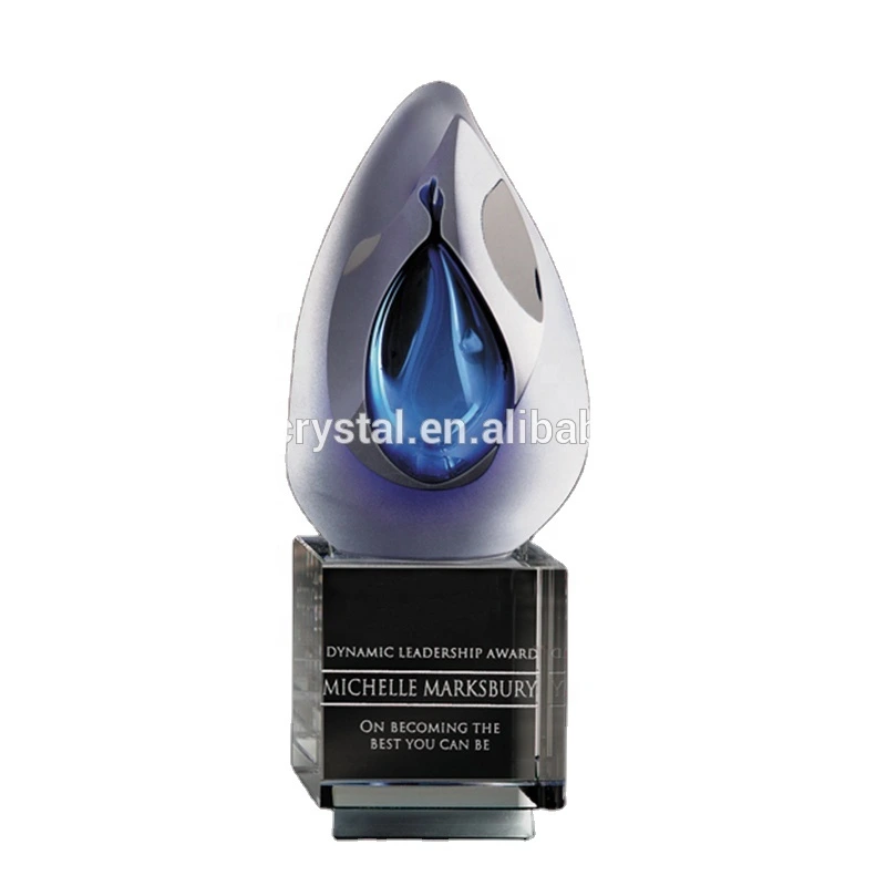 Custom design Best Selling Hand Blown Art Glass Award with crystal base 1