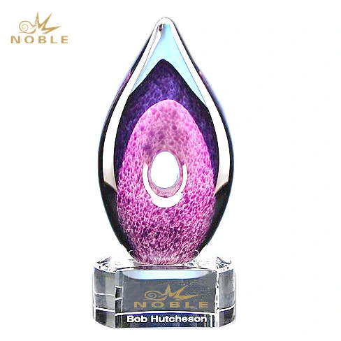 Custom Engraved Logo Hand Blown Art Glass Trophy 1