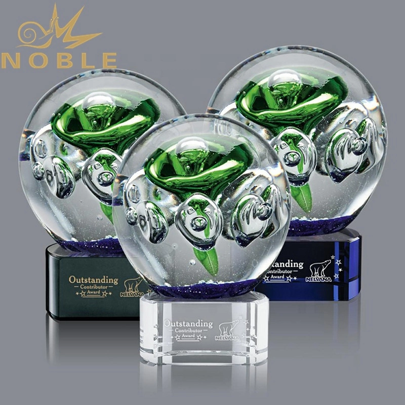 New Design hand blown crystal ball custom Art glass trophy 1