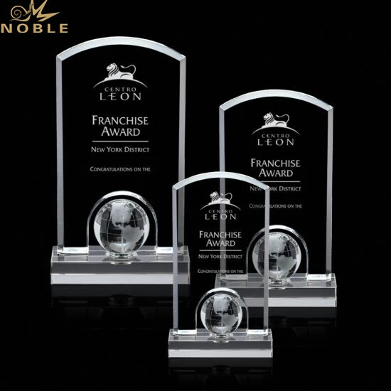 New design free engraving custom Crystal Globe Award 1