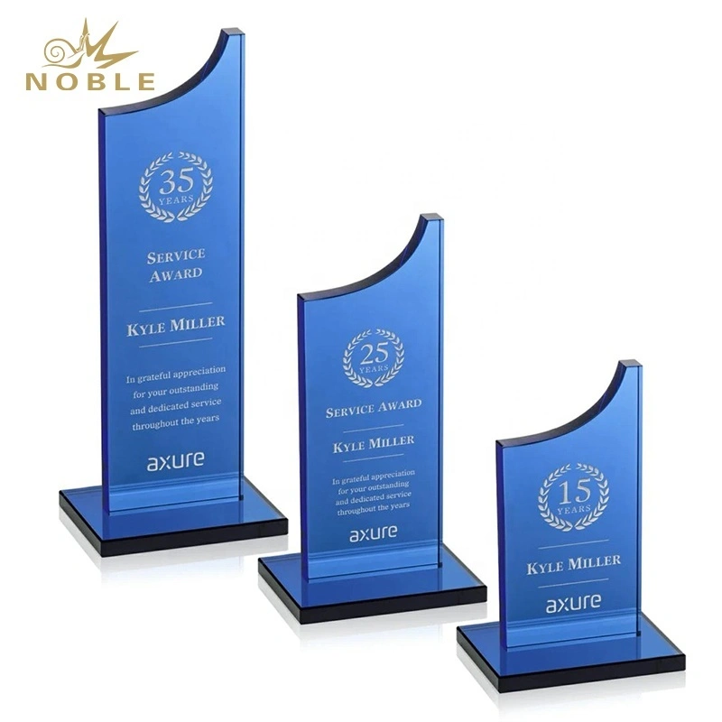 New Design Berrattini Award Custom Blue Crystal Plaque Trophy 1