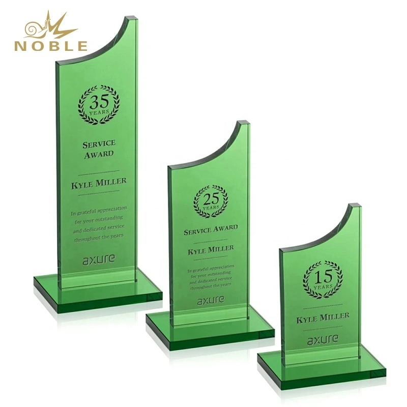 Upward Trending Curve Berrattini Award Custom Green Crystal Award Trophy 1