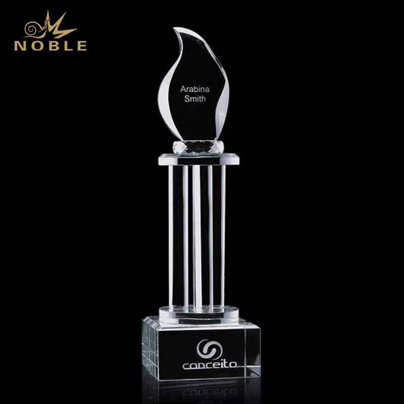 Free Engraving Custom Pinto Award Optical Crystal Flame Trophy 1