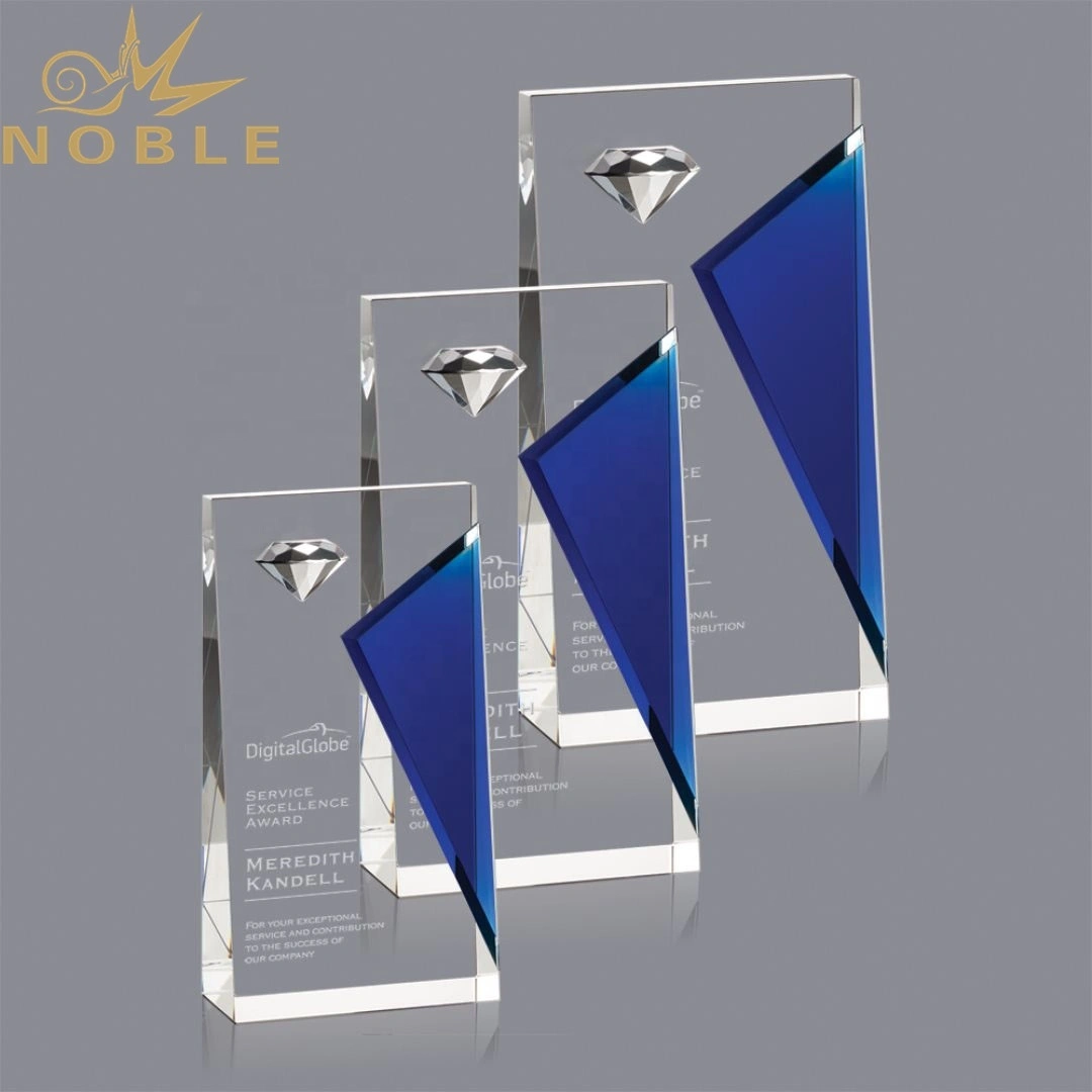 New design custom crystal wedge trophy with diamond 1