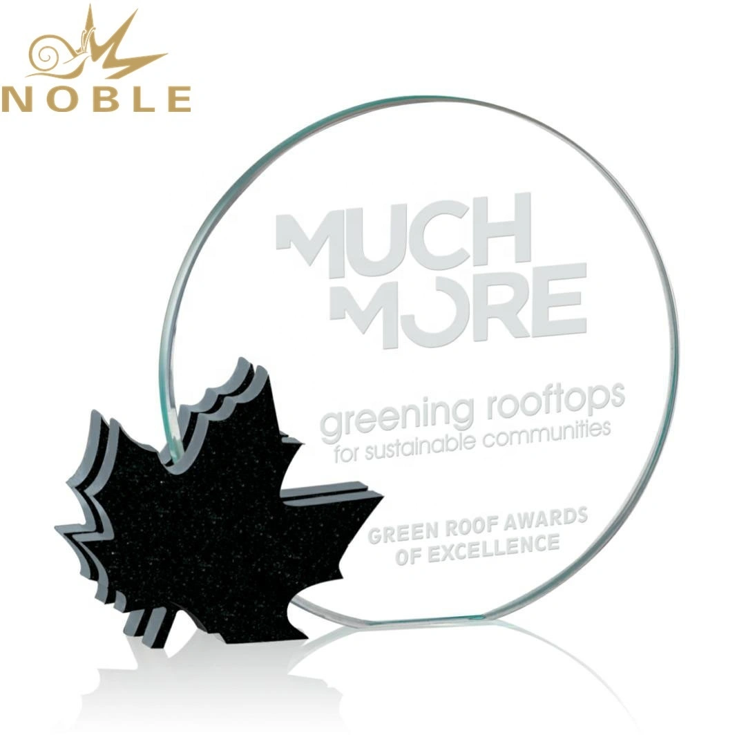 Canadian Identity Aluminum Maple Leaves Crystal Round Plaque Award1 1