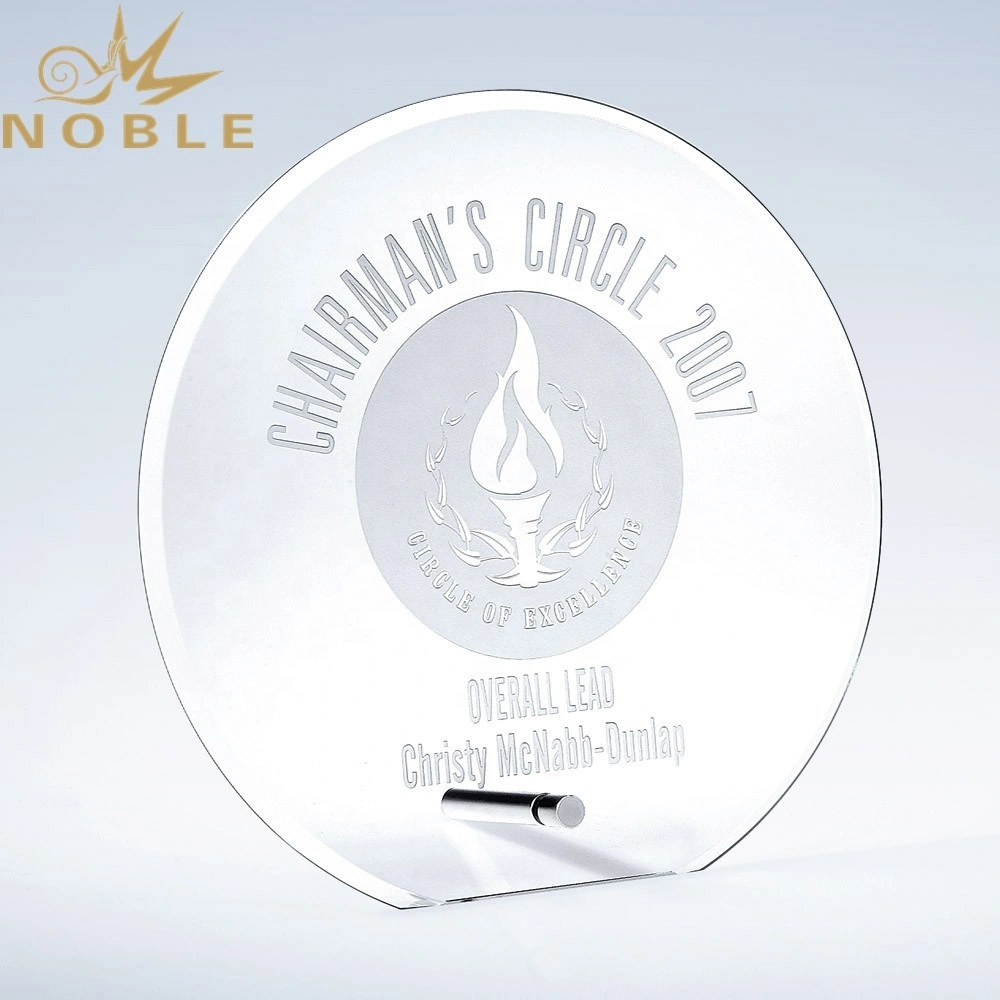 Noble New Design Custom Jade Glass Plaque Trophy with Metal Pole1 1