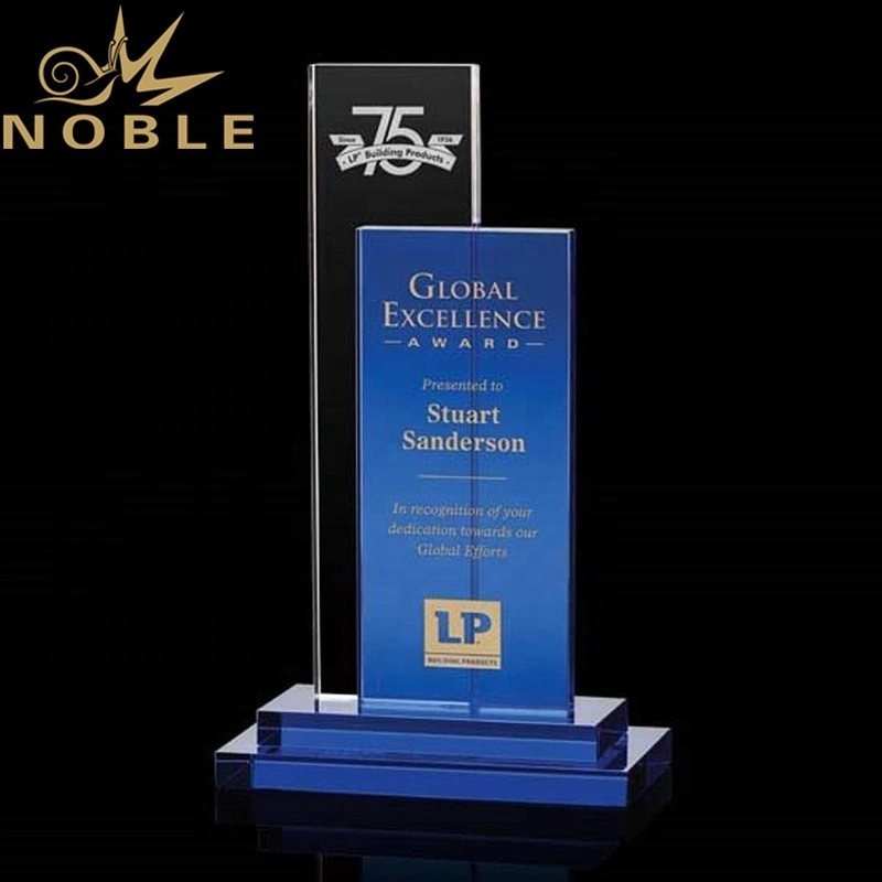 New design custom Blue crystal plaque trophy with free engraving 1