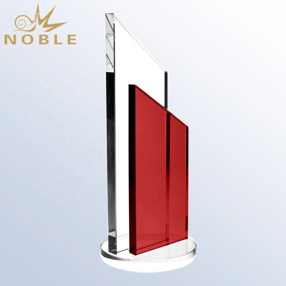 Noble Custom engraving Red Crystal plaque award with round base 1