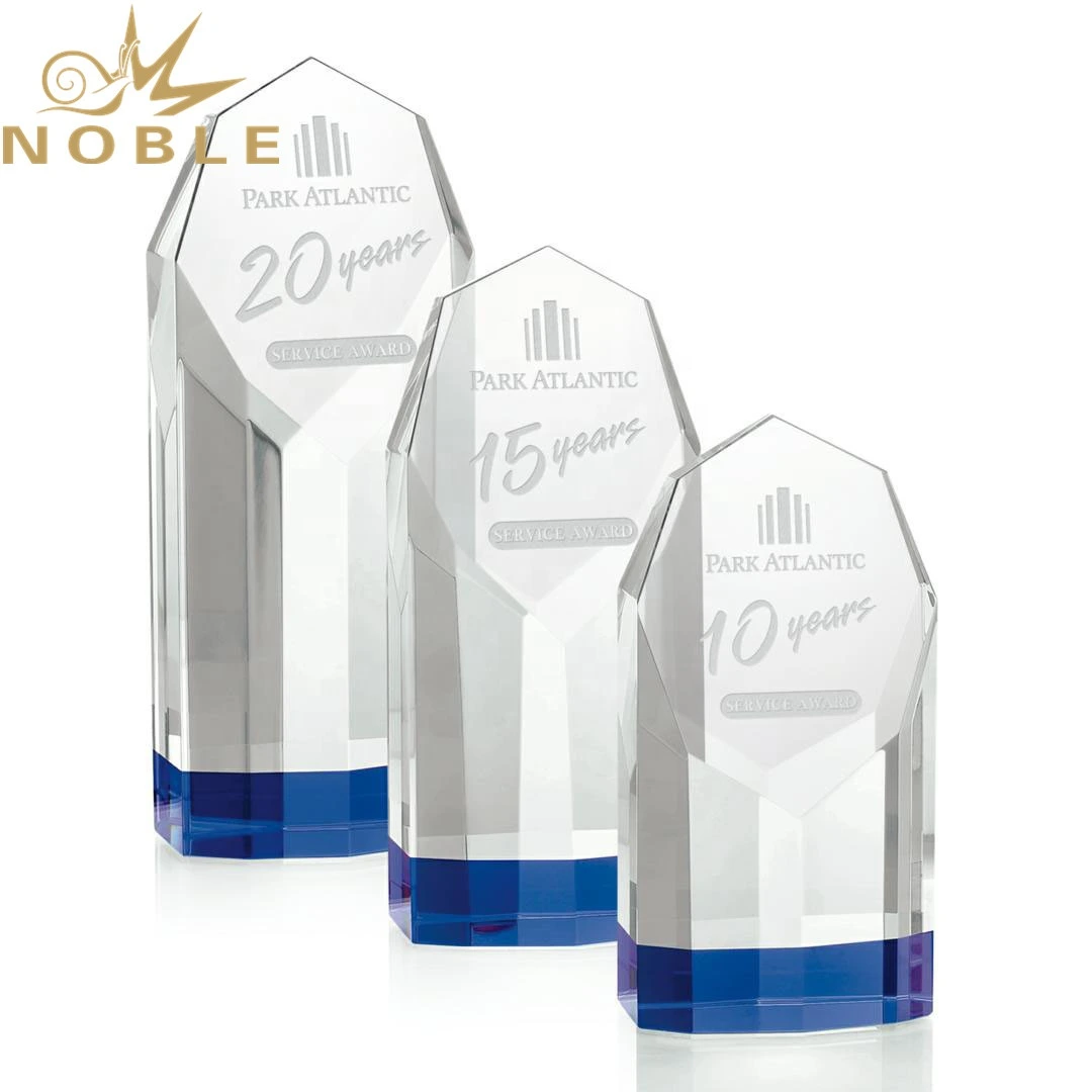 Popular new design custom crystal plaque with blue bottom 1