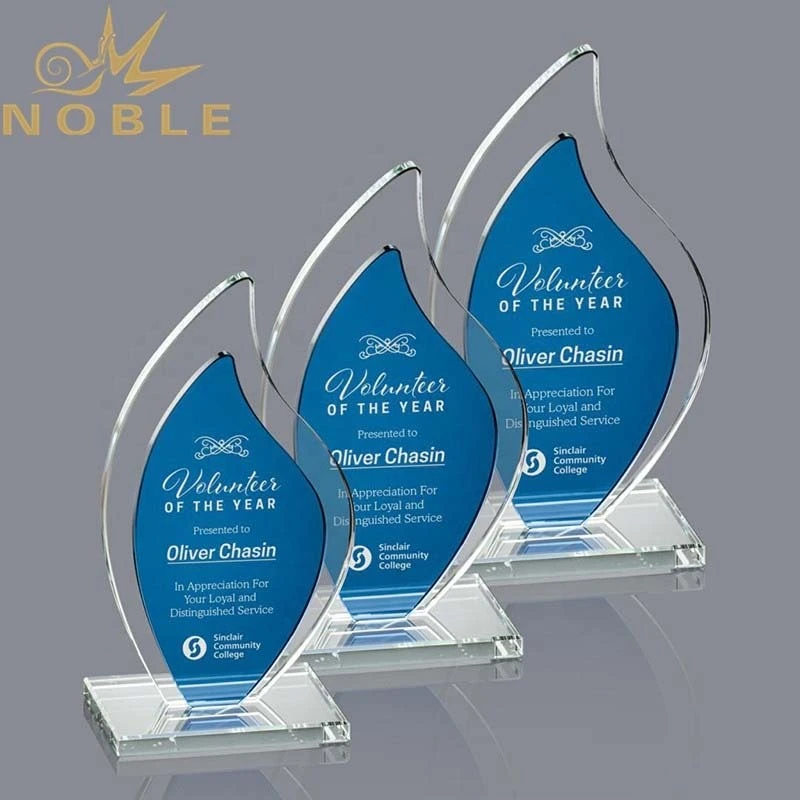 New design Excellent free engraving Jade glass custom flame award trophy 1