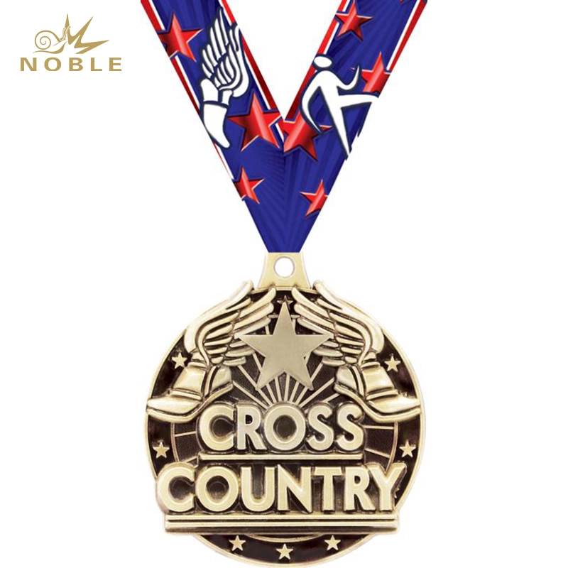 Custom 3D Metal Cross Country Medal with Ribbon 1