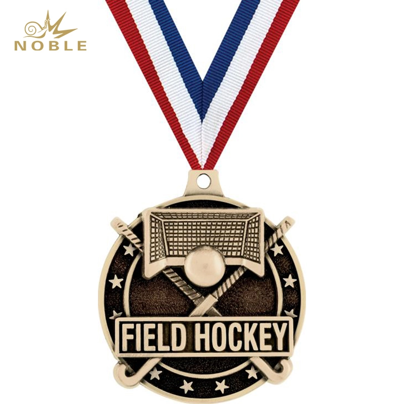 Custom Ribbon High Quality 3D Metal Field Hockey Medal 1