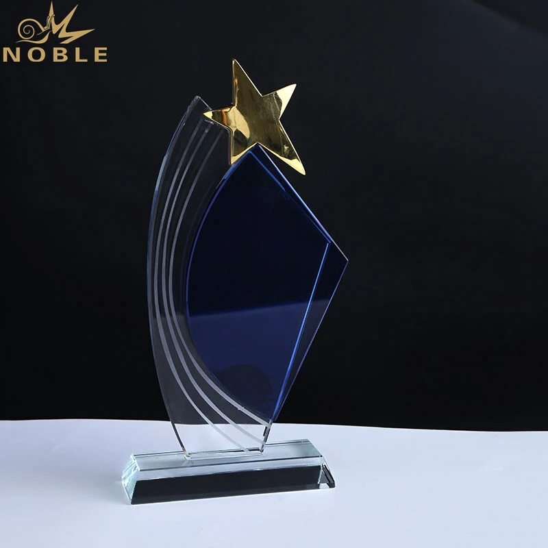 Golden Metal Star Crystal Trophy Customized Crystal Sports Award 1
