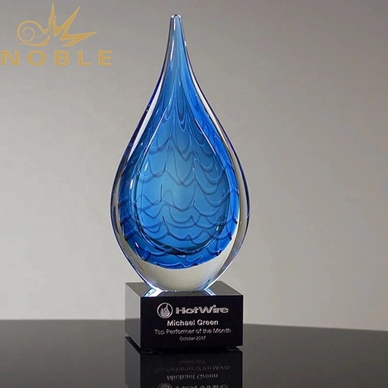 Noble Blue Rain Drop Art Glass Award 1