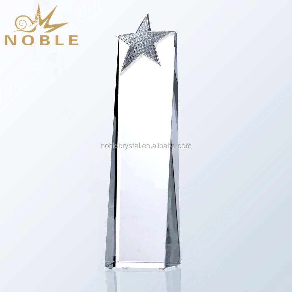 Customized Crystal Tower Trophy with Metal Star 1