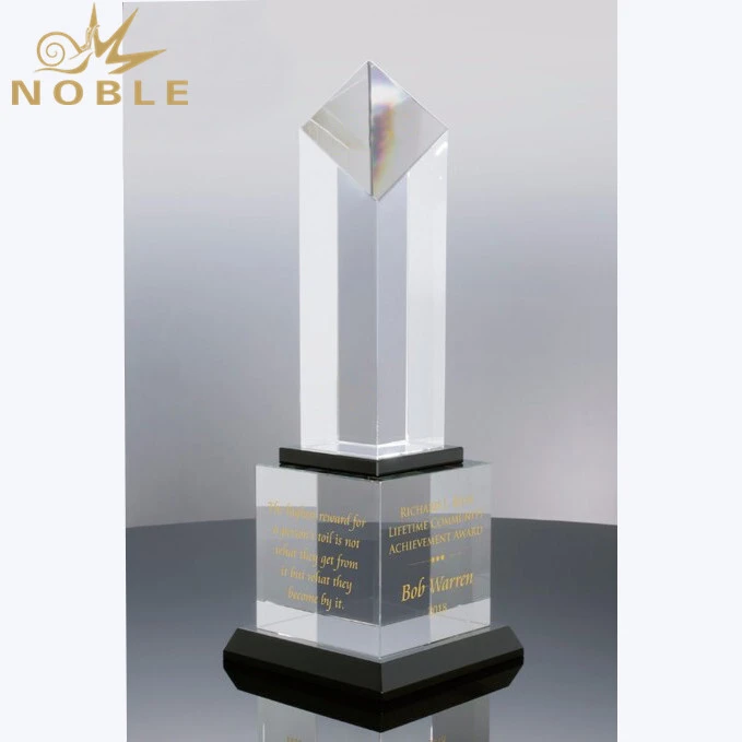 Pillar Corporate Business Hand Blank Crystal Trophy 1
