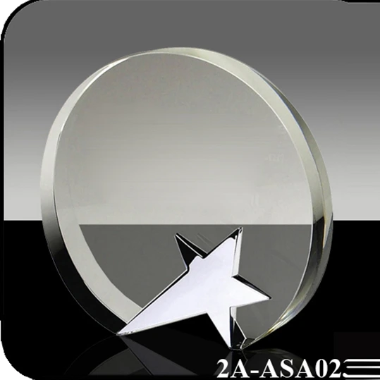 Circle Shape Custom Crystal Award With Metal Star 1