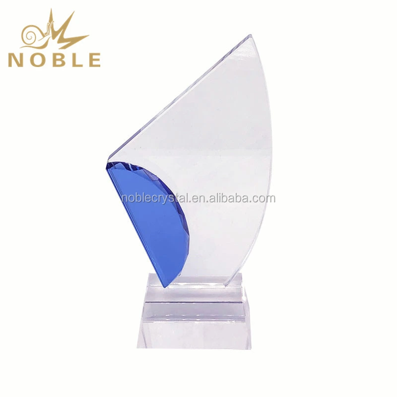 Custom Engraving Blank Blue Crystal Corporate Award 1