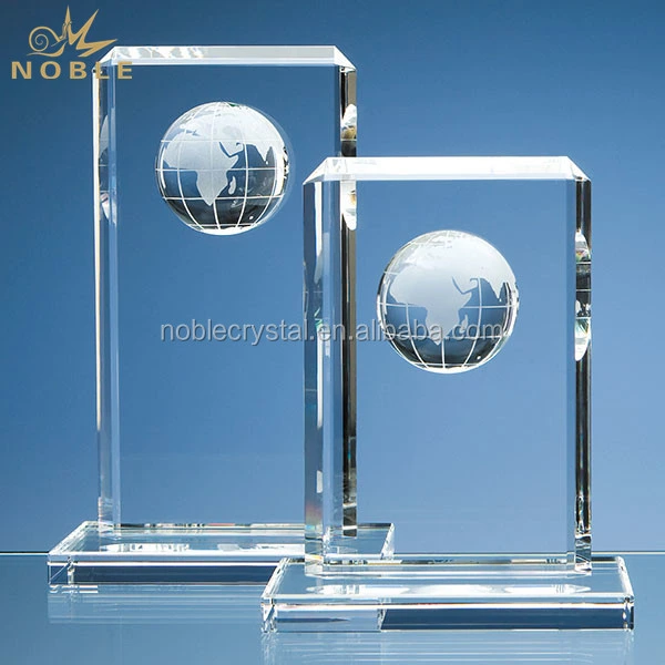 Custom Rectangle Shape Trophy Crystal Globe Award 1