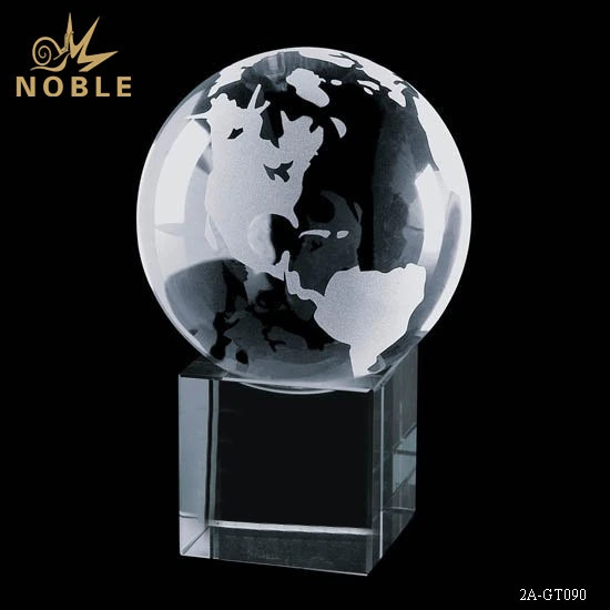 Service Crystal Globe Trophy Award on Cube 1