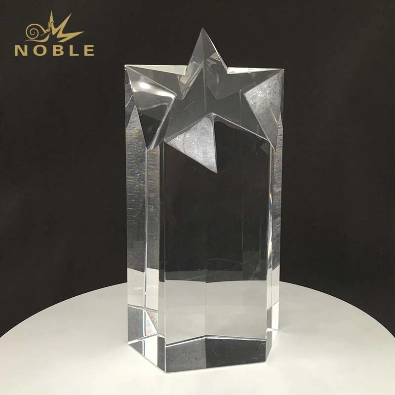 Wholesale K9 Crystal Engraved Star Trophy Award Carved Star Crystal Trophy 1