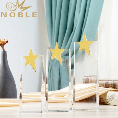 Elegant Star Shape Award Crystal Trophy Optical Rising Star Award With Black Base For Gift 1