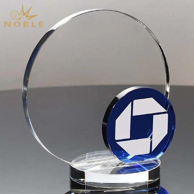 Custom Laser Engraving Blue Crystal Corporate Trophy 1