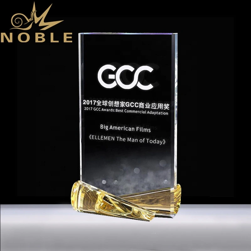 New design free engraving custom gold crystal plaque trophy 1