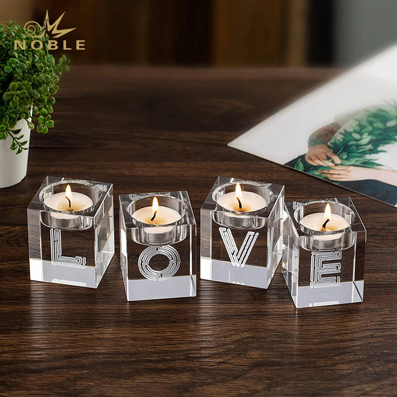 Custom Engraving Clear Crystal Candle Holder as Decoration Gift for Party 1