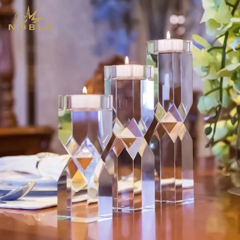 Noble New Design Elegant Home Decoration Clear Crystal Candle Holder 1