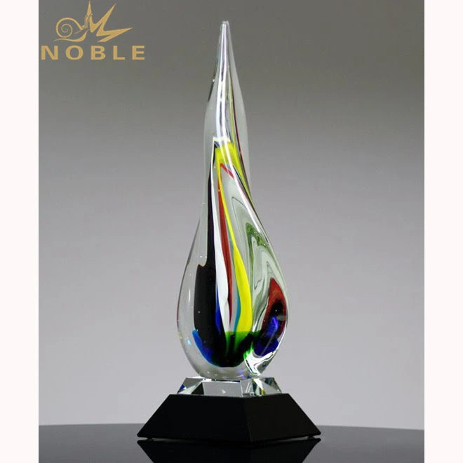 Noble Hot Sale Teardrop Colorful Hand Blown Art Glass trophy1 1