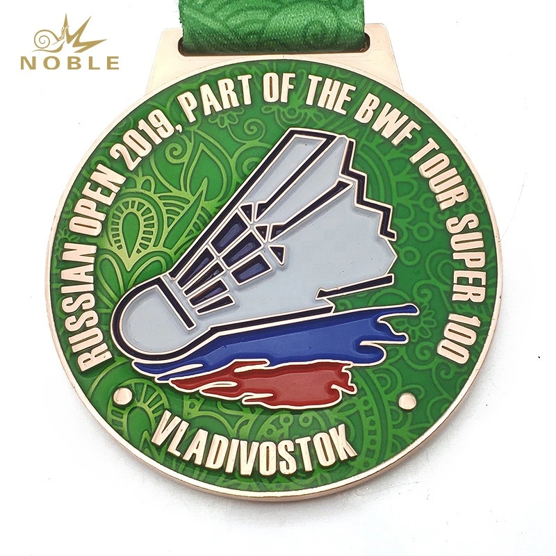 EM Zinc Alloy Soft Enamel  Badminton Sports Custom Medal 1