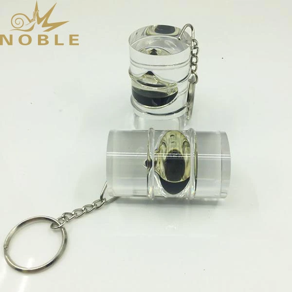 Custom logo Acrylic Lucite Oil Drop Embedment Oil Barrel Keychain as Promotion Gifts 1