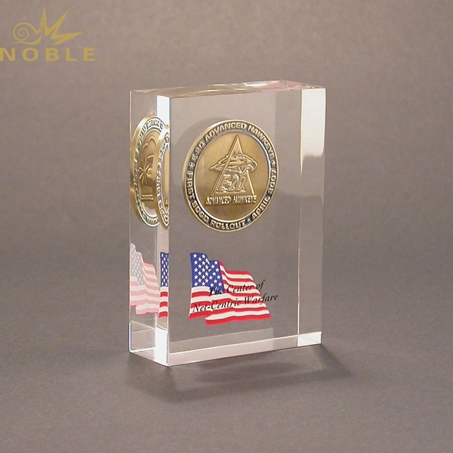 Unique Design Personalized Medal Embedded Lucite Awards 1