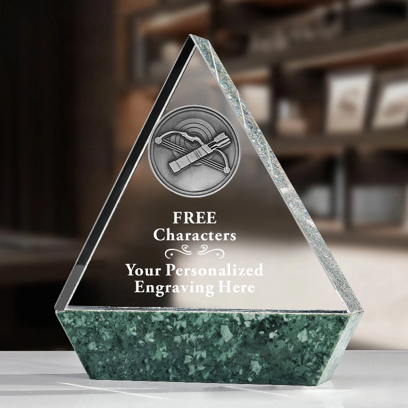 Noble New Design Crystal Sports Award Custom Archery Trophy with Marble Base 1